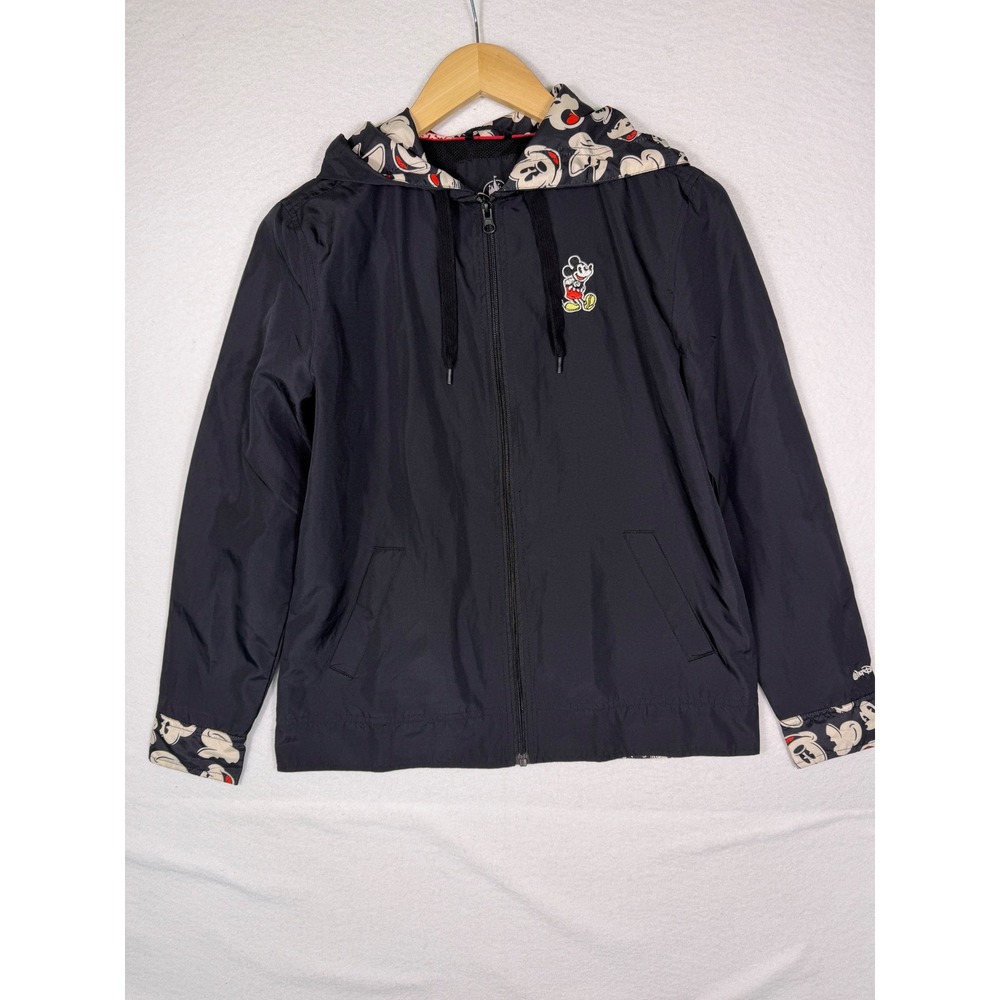 Disney Parks Mickey Mouse Windbreaker Jacket Womens XS Black Walt Disney World